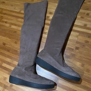 High knee fit flop boot (Alice steel grey)